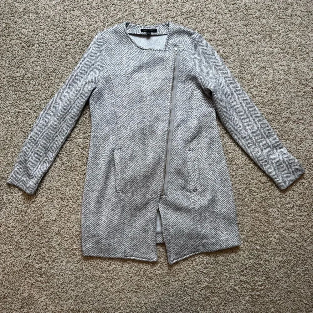 Banana Republic Pea Coat Fleece Jacket Light Grey White Size Small